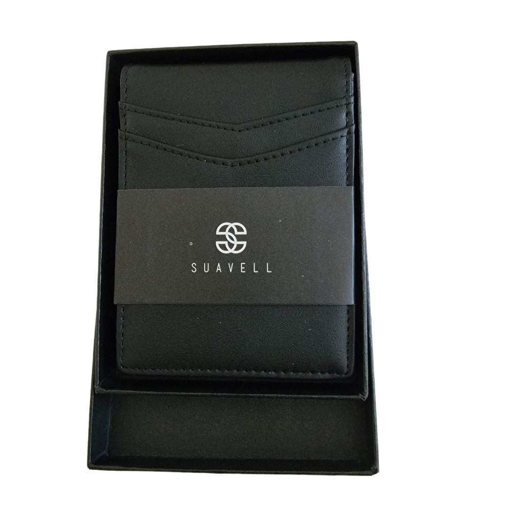 SUAVELL ODYSSEY Leather Men's Minimalist Wallet Credit Card Holder & Money Clip.
